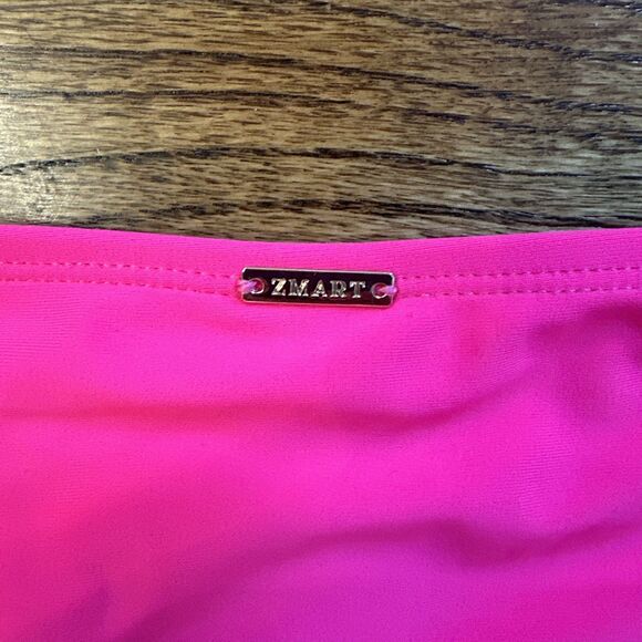 Zmart Strappy Women's Low Rise Neon Pink Bikini Bottoms Full Coverage Swim - M - Picture 7 of 7